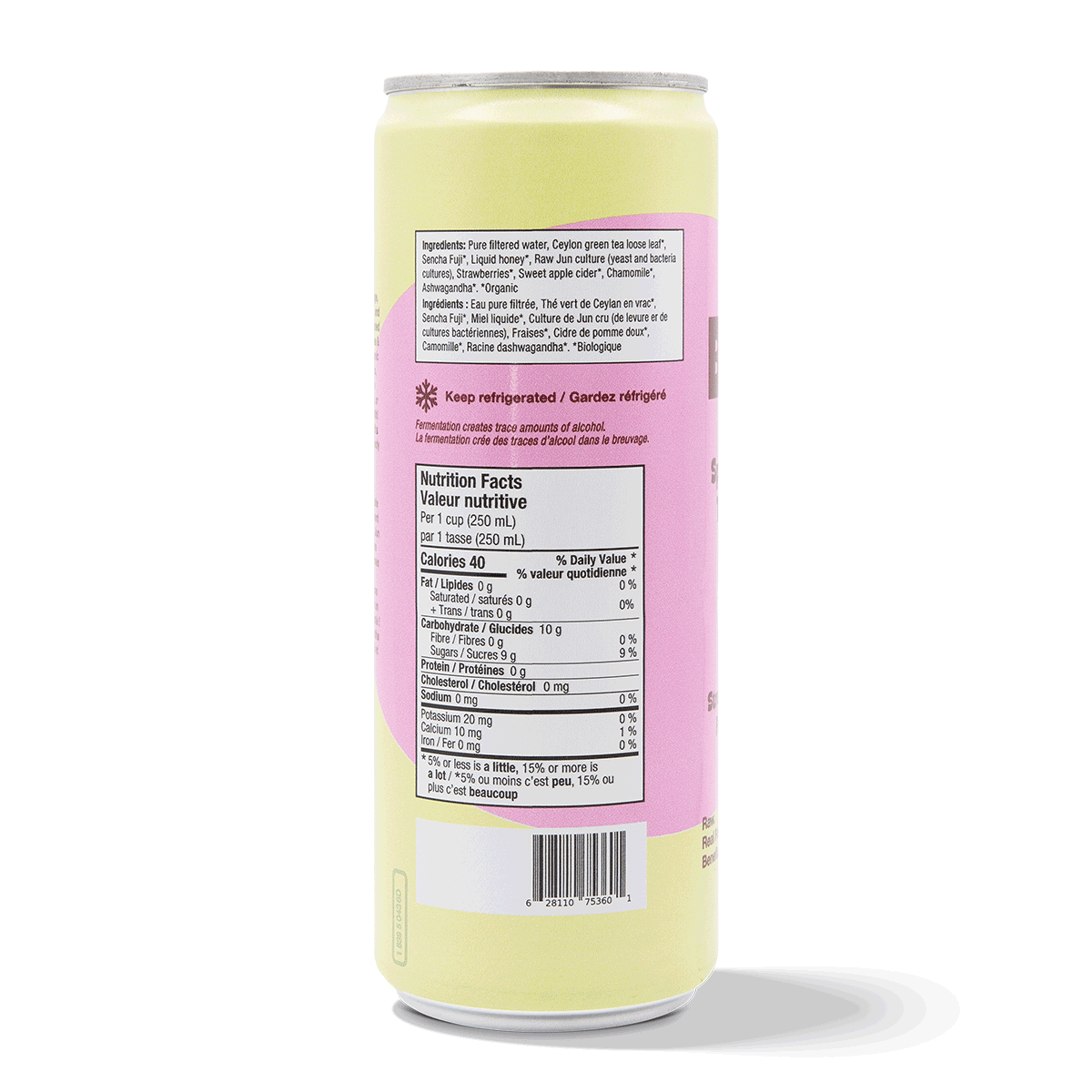 Sparkling Green Tea - Strawberry & Ashwagandha (6 Cans)